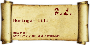 Heninger Lili névjegykártya